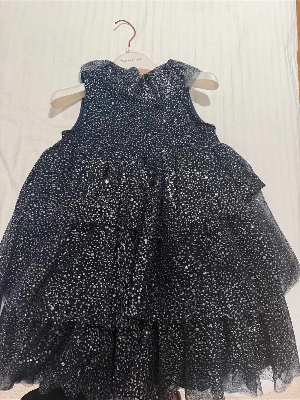 Sonia Rykiel Navy and Silver Sparkle Tiered Tulle Dress
